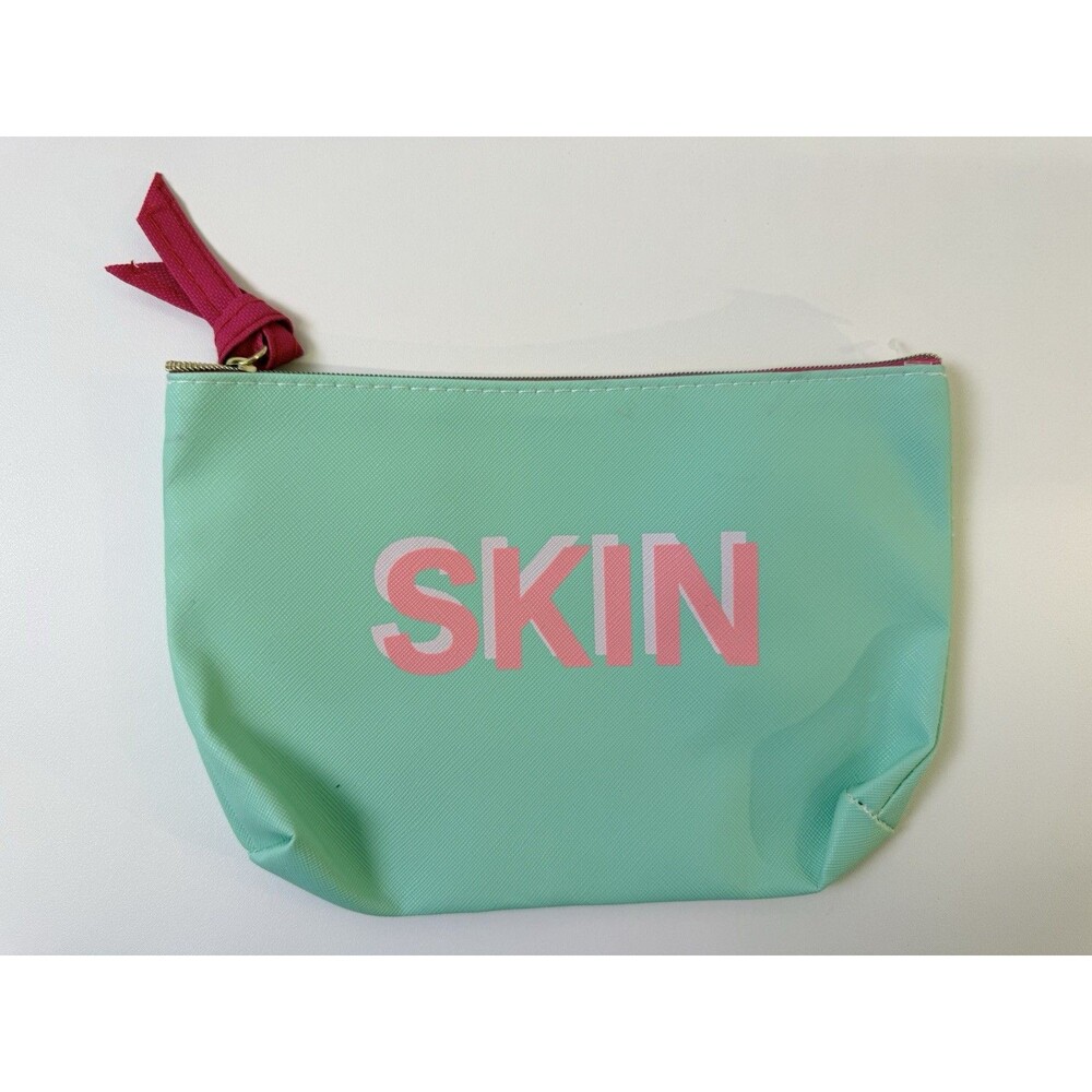New Mint Green Teal Skin Skincare Bag Cosmetic Toiletries Travel Bag Pink Letter